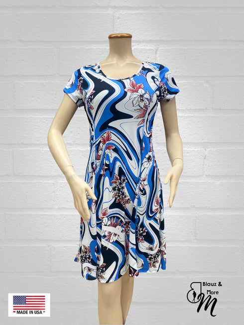 Highlighted Princess Seam Scoop Neck Dress - D037